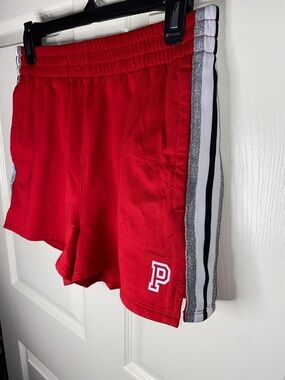 PINK Victoria's Secret Red Athletic Track Shorts with P Logo